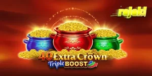 Tampilan visual slot 40 Extra Crown Triple Boost Golden Coins Link dengan simbol buah dan mahkota